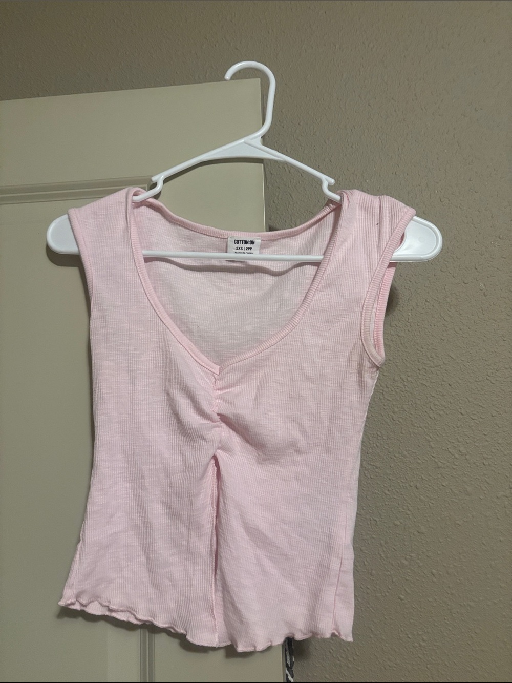 Cotton On Light Pink Ribbed V-Neck Tank